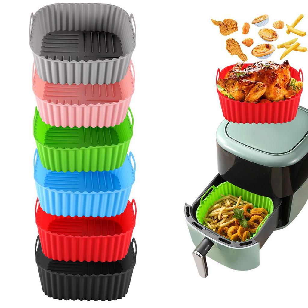 Teglia in Silicone per Friggitrice ad Aria, per Uso Alimentare, Antiaderente, Resistente alle Alte Temperature, Facile da Pulire