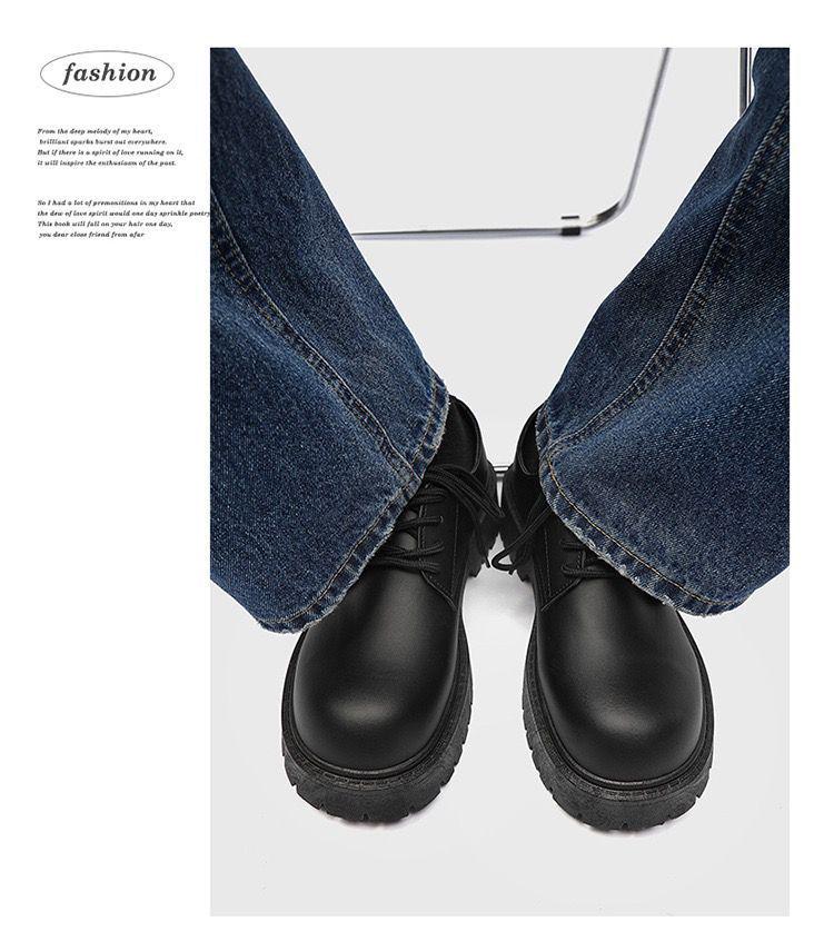 Men's Winter Derby Shoes - High-End British Style, Round-Toe Leather with Thick Sole, Japanese-Inspired Suit Shoes