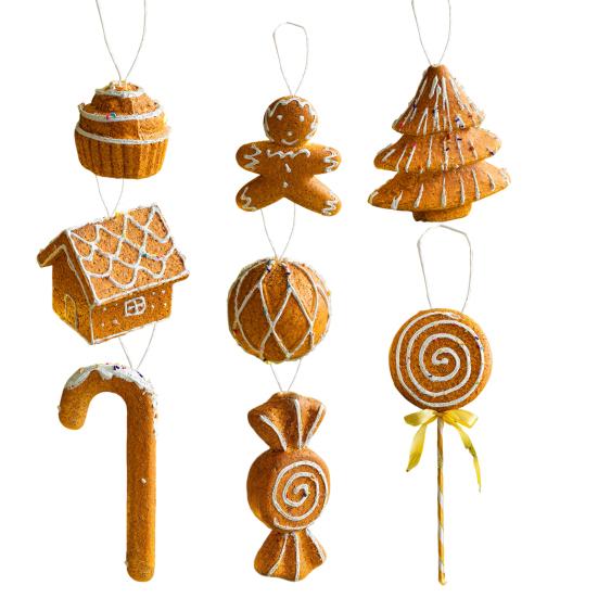 Yousheng Gingerbread Christmas Ornaments Foam Gingerbread Man House Candy Cookie Xmas Tree Hanging Decoration for Christmas Home Decor