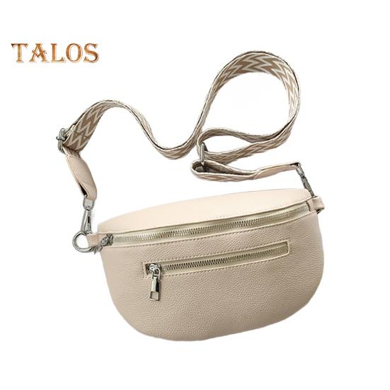 Unisex Crossbody Bauchtasche aus Kunstleder mit mehreren Reißverschlusstaschen Hüfttasche mit verstellbarem Gurt für Reisen Arbeit Sport