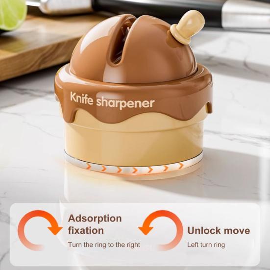 Yousheng Whetstone Ice Cream Shape Kitchen Sharpener ABS Ceramic Easy To Use Knife Scissor Sharpener Practical Tool