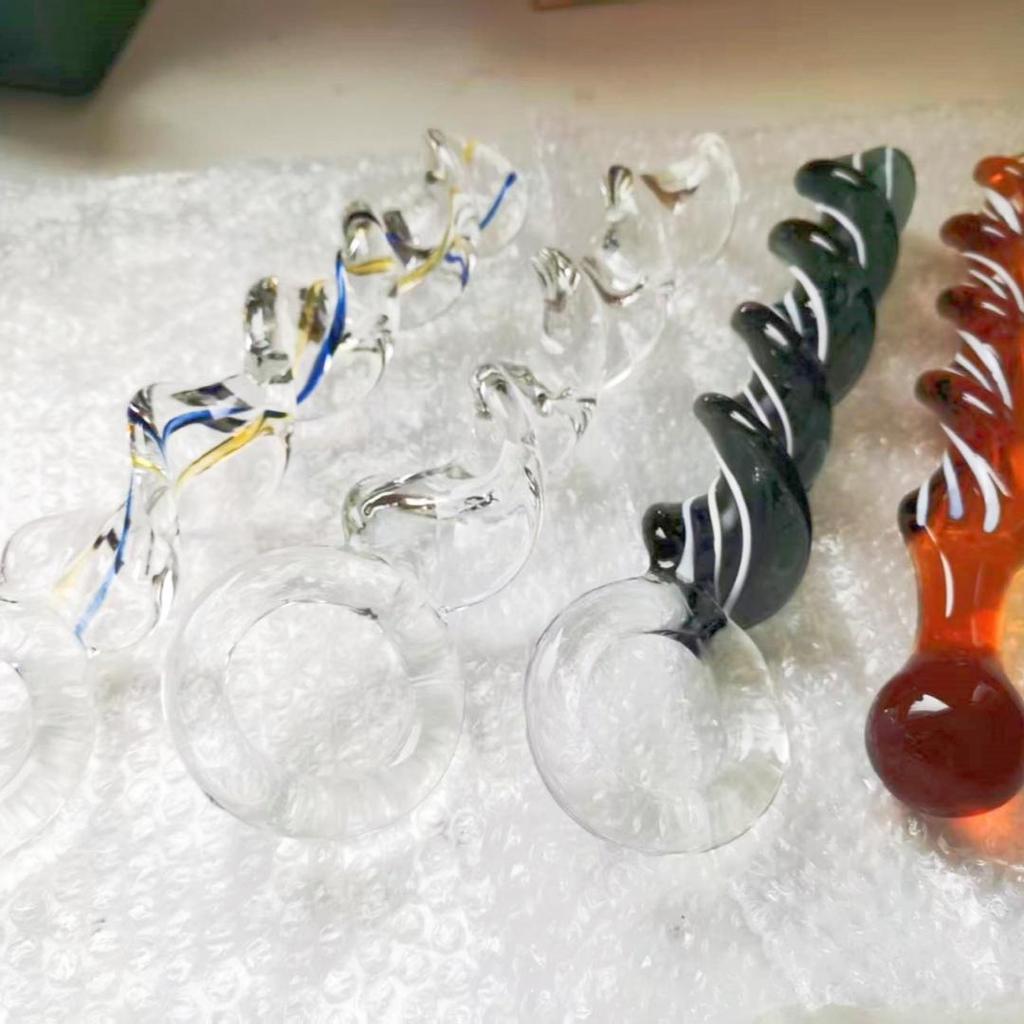 VaHppy Dildo mit Gewinde, rund, Buntglas, Sexspielzeug für Erwachsene, Analplugs, weibliche Masturbation, SM, BDSM, Gay, verdreht, 4 Farben, 160 g, 3,6 cm
