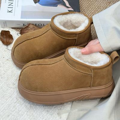 Dicksöhlige Schneestiefel Damen 2025 neu Winter Samt warm hässlich süß großköpfige Baumwollschuhe vielseitige kurze Stiefel