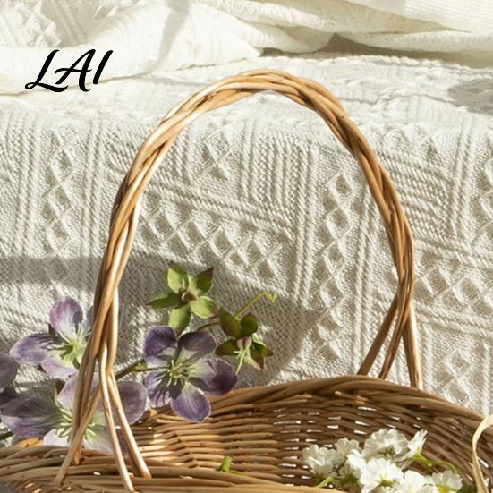 Large Decorative Fruit Holder Willow Storage Basket with Reinforced Handle Capacity Hand-Woven Eco-Friendly Wicker Bin Rustic Organizer Reusable