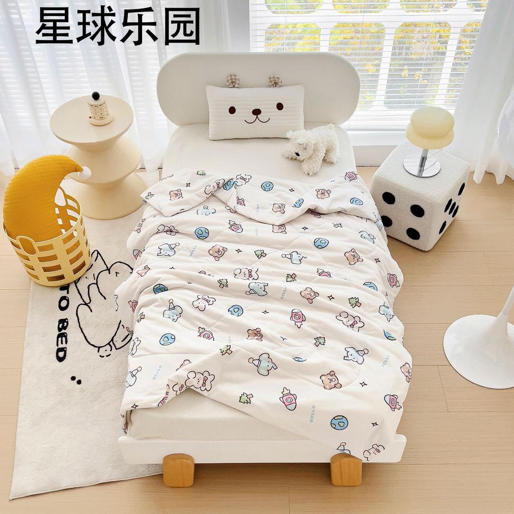 2024 New Children's Summer Quilt Knitted Cotton Summer Quilt Kindergarten Duvet Ice Cream Summer Quilt Airable Cover