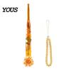 Transparent Handle Crochet Hook Floral Resin Hook, Dried Flower Clear Knitting Tool Ergonomic Metal Head with Beaded Wristlet for Arthritis