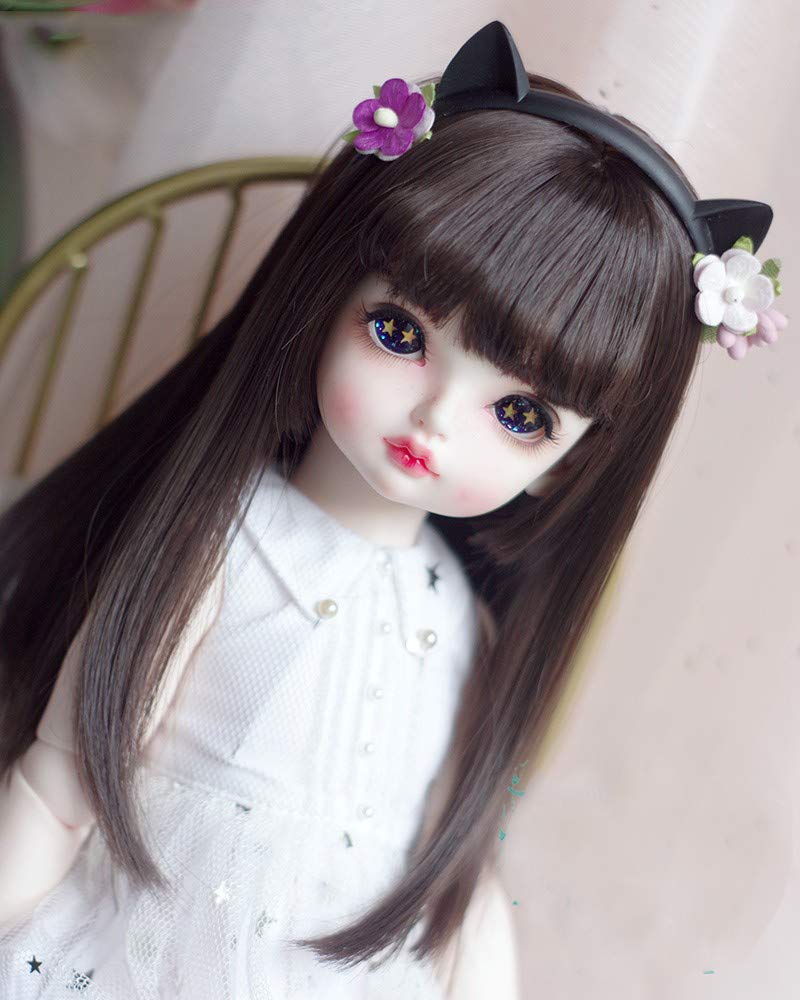 Straight Doll Color Heat Resistant Accessory Wig, 1/6, 1/4, 1/3 Scale, Mix, Semi-Long, (180°C), (1/4 Doll, Brown)