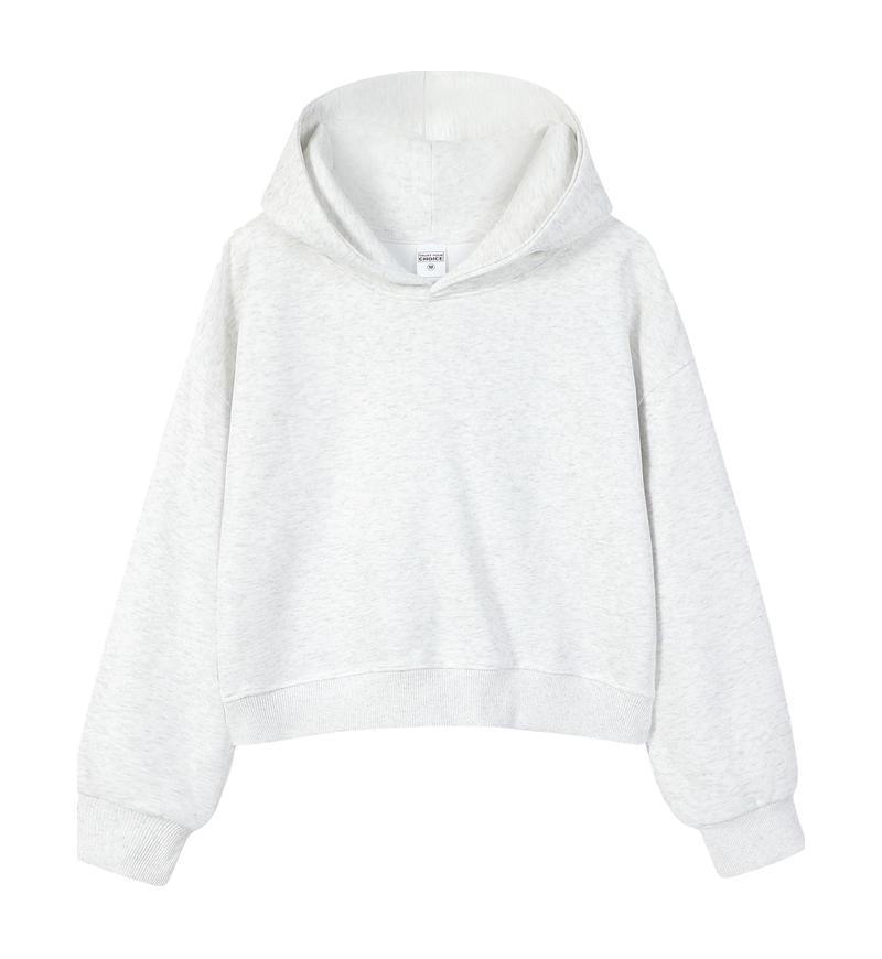 Silver Fox Velvet Women's 450g Heavyweight Hooded Sweatshirt - Short, Trendy Drop Shoulder Pullover for Autumn/Winter