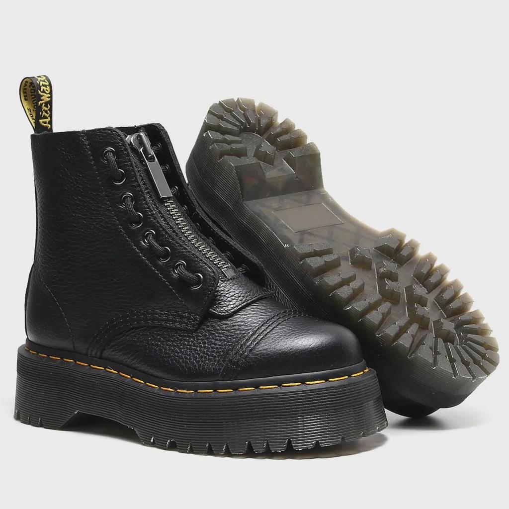 Damen Chelsea Boots mit Litschi-Muster, dicker Sohle, Reißverschluss vorne, 8-Loch British Style