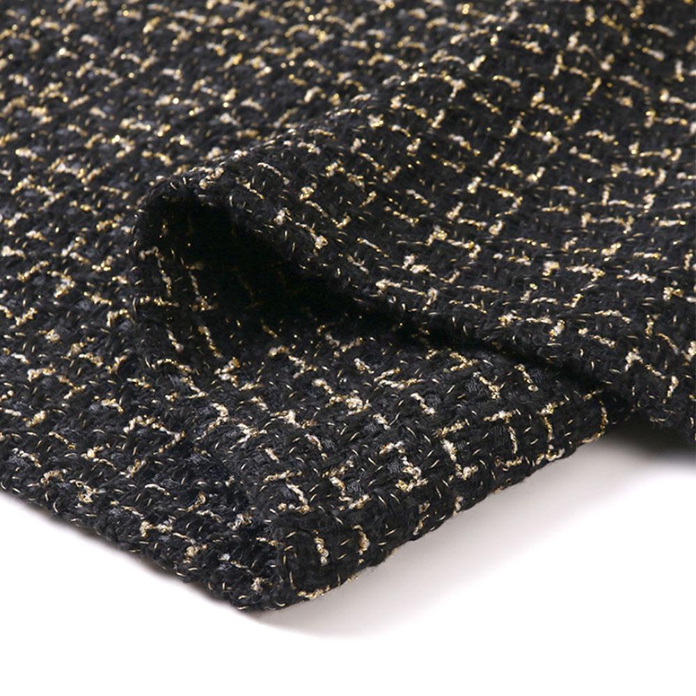 Golden And Silver Silk Tweed Coarse Fabric Woolen Lattice Polyester DIY Autumn And Winter Women's Coats Sewing Material 150x50cm