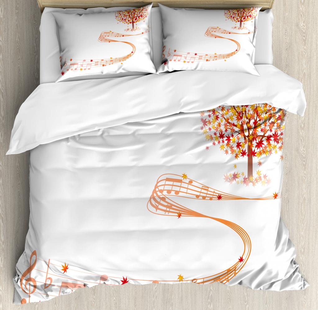 Leaves Duvet Cover Set Fall Season Canadian Maple Leaf Natural Plant Gold King Queen Size for Kid Boy Girl Polyester Bedding Set