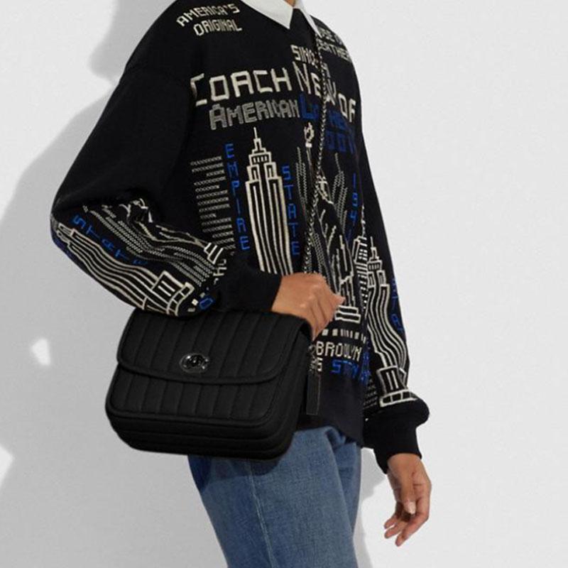 Coach Madison 23 Quilted Flap Chain Leather Small Square Bag Crossbody Shoulder Bag Women's Black