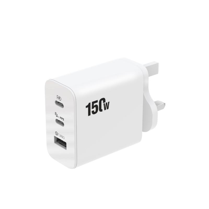 150W 3 Port USB C Chargers Plugs QC3.0 PD3.0 150W 2 Type C 1 USB Fast Chargers Plugs for Cellphone, Laptops, Tablets