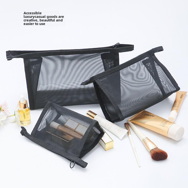 Custom Logo Portable Nylon Mesh Makeup Bag - Small Transparent Cosmetic and Lipstick Storage