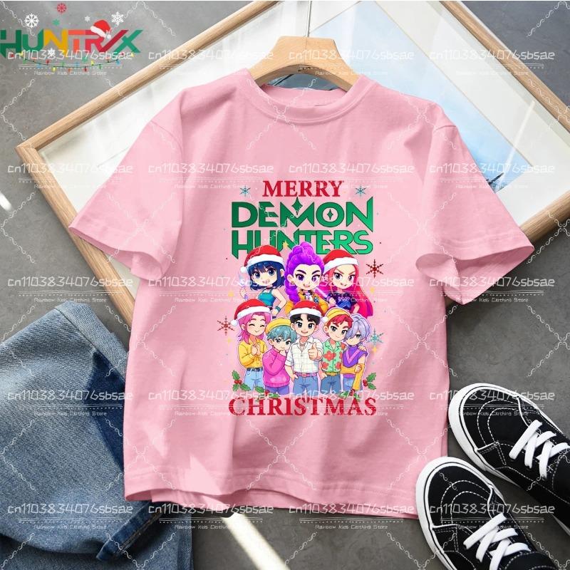 2025 Movie KPop Demon Hunters Christmas T-shirt Summer Short Sleeve Tee for Casual Loose Girl Boy Graphic Printed Tops Gift