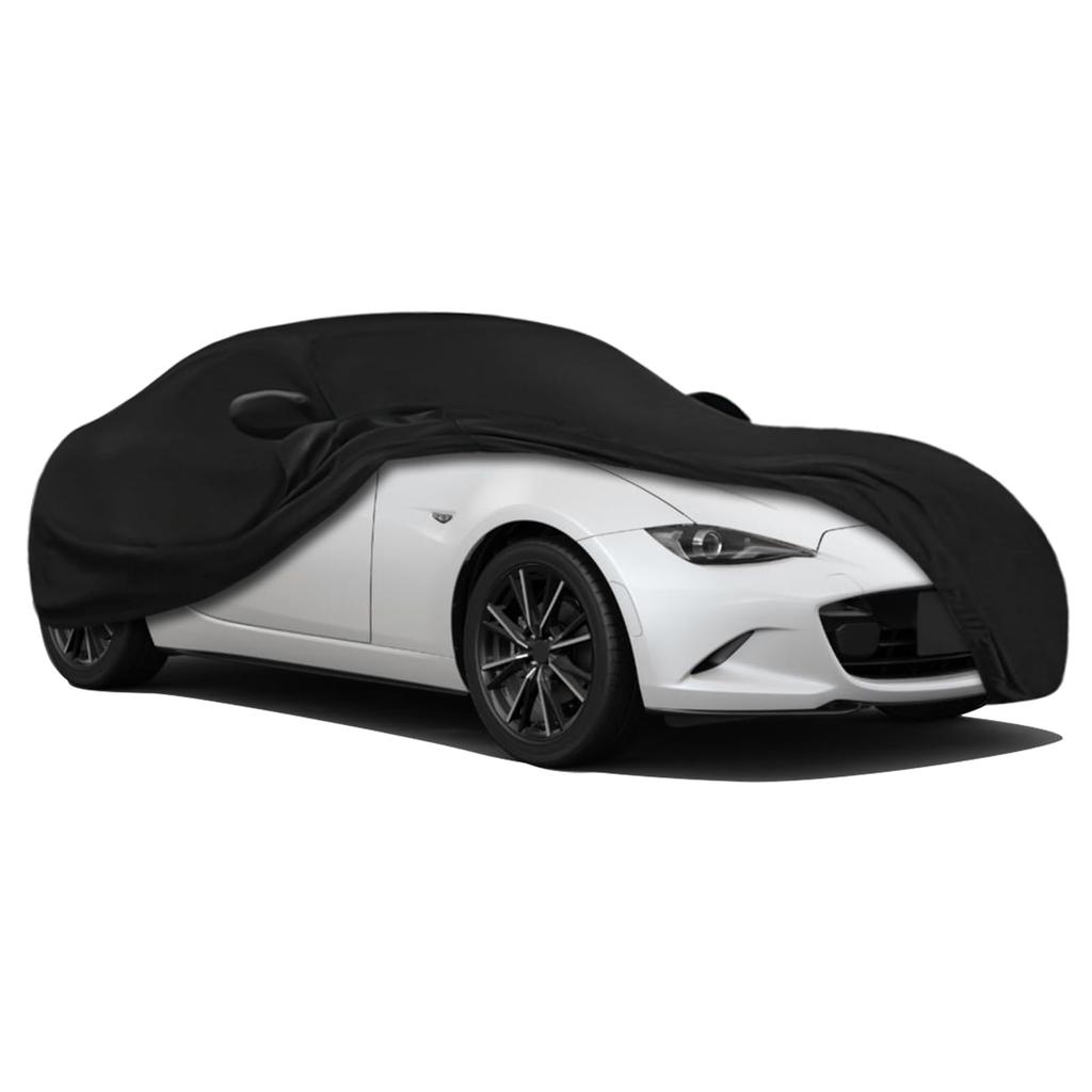 Syncnika Car Cover for Sports Stretch Highly Protective Cover with Windproof Belt and Storage Indoor and Garage Black Size Small Cars, 420-460cm,