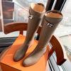 Madre uva otoño e invierno nuevo punta tacón grueso pequeño botas de jinete botas medias y altas mujer