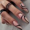 Luxury Pointed Wear-and-Go Nail Tips – 24 Removable Irregular Line Stickers