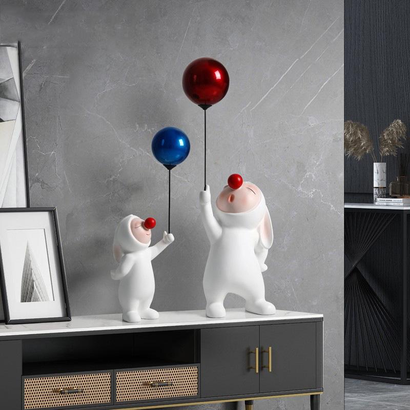 Modern Cute Balloon Rabbit Resin Ornaments, Home Decor Crafts, Office Desk Figurines, Bookcase Sculpture Craft