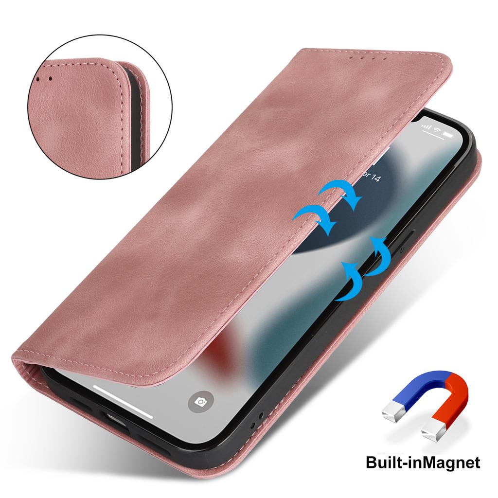 Stand Case for iPhone 13 Pro Max/12 Pro Max Magnetic Closure Skin Touch Leather Flip Phone Cover with Wallet