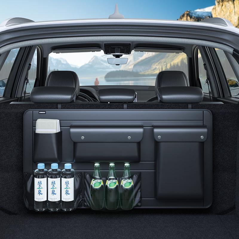 Car Trunk Organizer For SUV Leather Auto Seat Back Hanging Storage Bag Bottle Water Cup Tools fire Net Pockets Holder Travel Bag