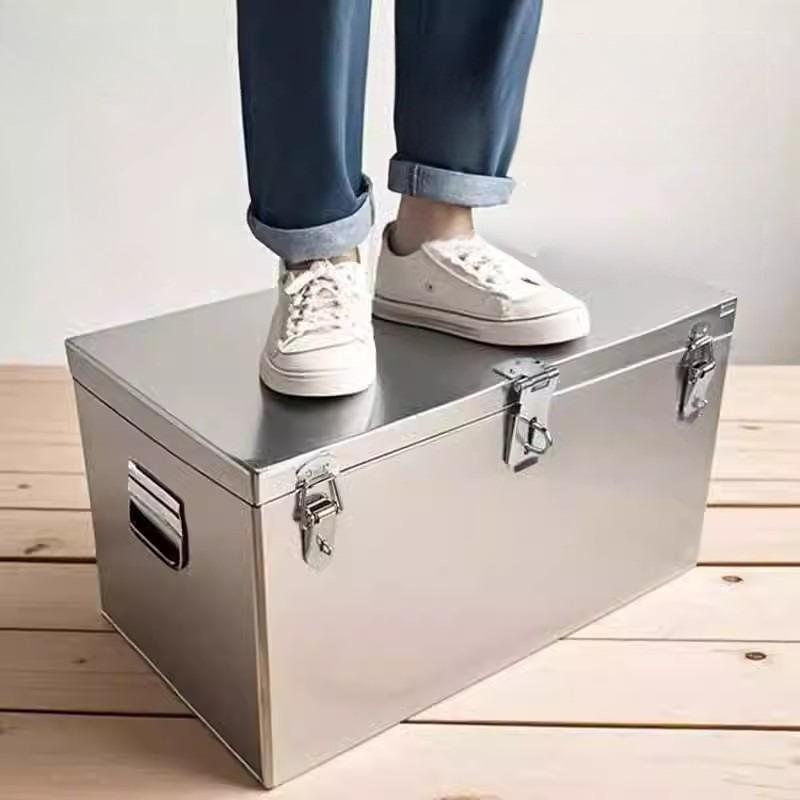 Stainless Steel Toolbox Rectangular Outdoor Box Hardware Durable Large Capacity Storage Toolkit Multi-purpose Tools Organizer