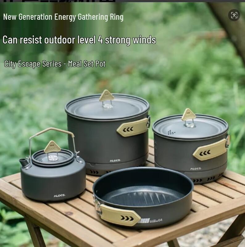 ALOCS City Escape Portable Non-stick Cookware Set with Kettle