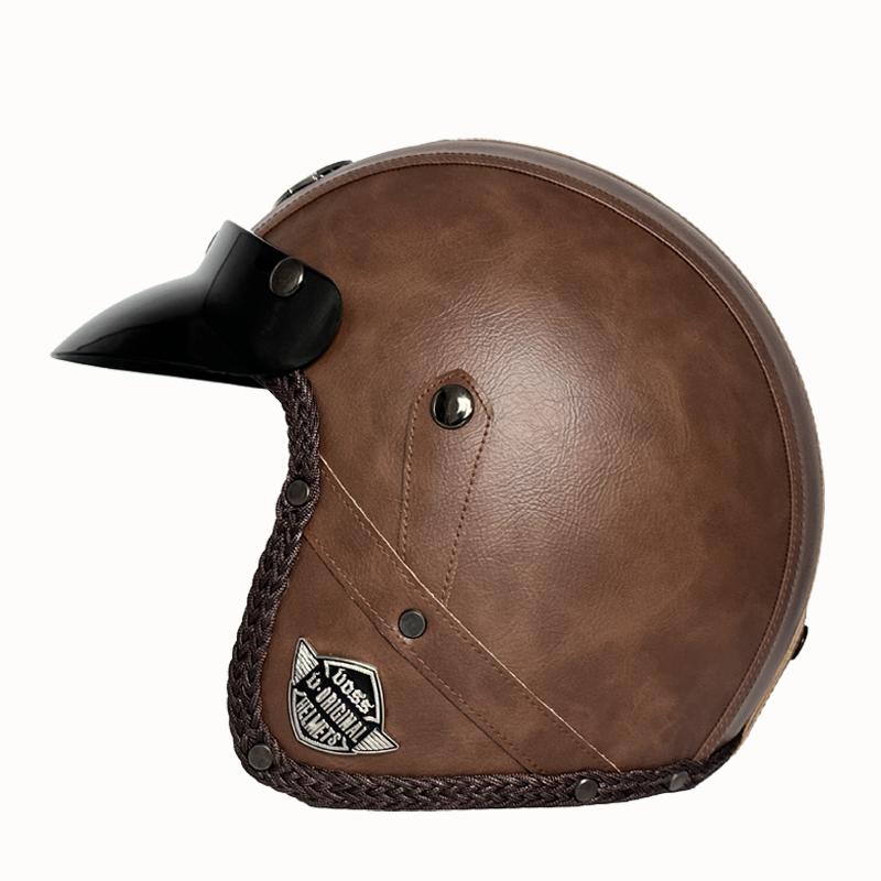 Retro Half Face 3/4 Helmet Motorcycle Helmet DOT Certified Lightweight Four Seasons Crown Prince Male and Female Cycling Cruise