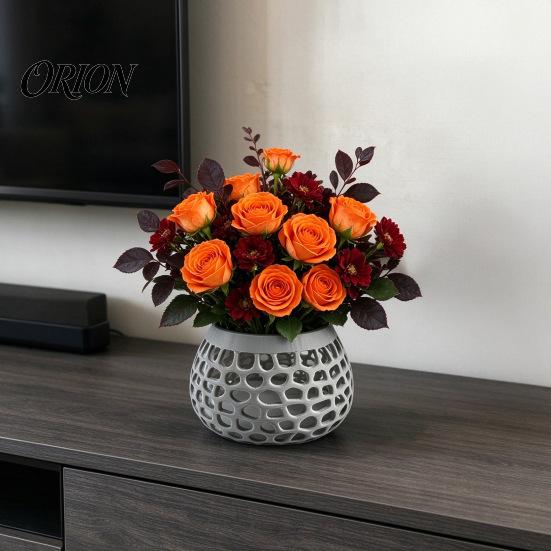 Decorative Table Centerpiece 3D Printed Hollow Vase, Modern Geometric Flower Container, Minimalist Desktop Organizer for Dried Flowers Niche Interior