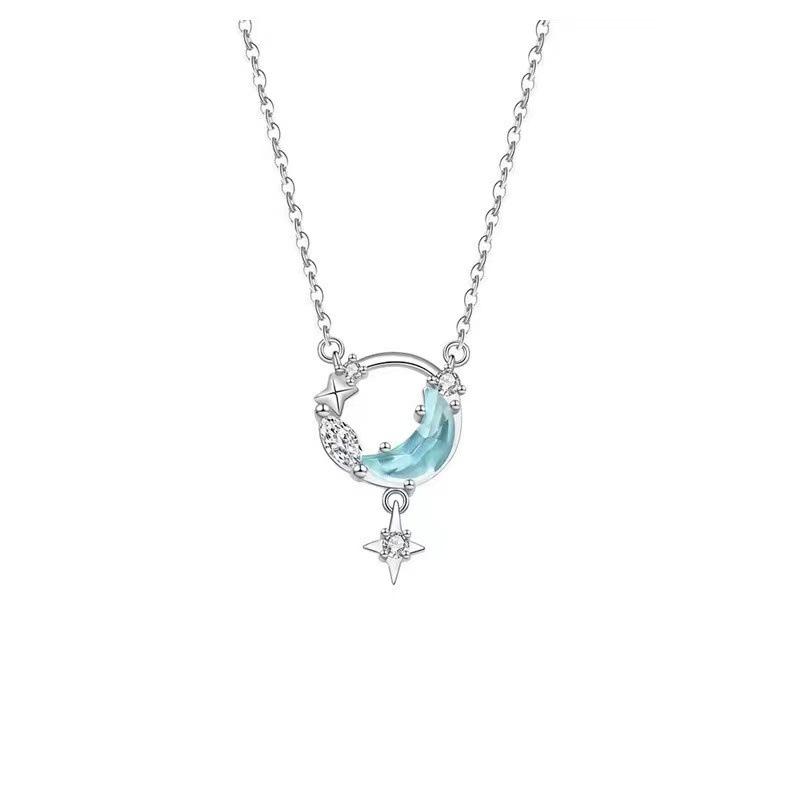 Mondanhänger Halskette Damen Leichter Luxus Nischen Design Vielseitig Mode Schlüsselbein Kette Schmuck