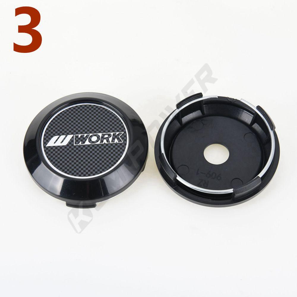 4PCS OD 64MM / ID 60MM Sport Rim Center Wheel Cap WORK EMOTION MEISTER VS Emblem Sticker Wheel Cover Hub Cap Silver & Black