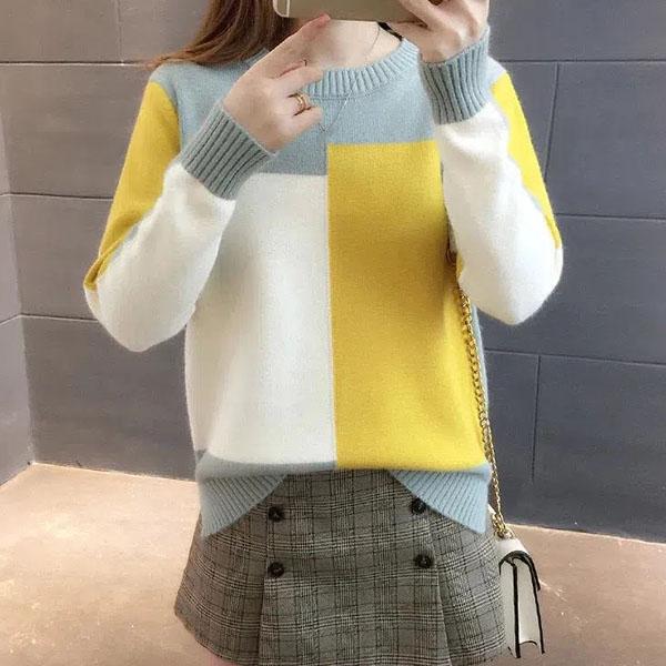 Pulovere tricotate în culoarea bomboanei Pulovere pentru femei, toamnă, iarnă, cu fundul liber, marime mare, ocazional, cu mânecă lungă