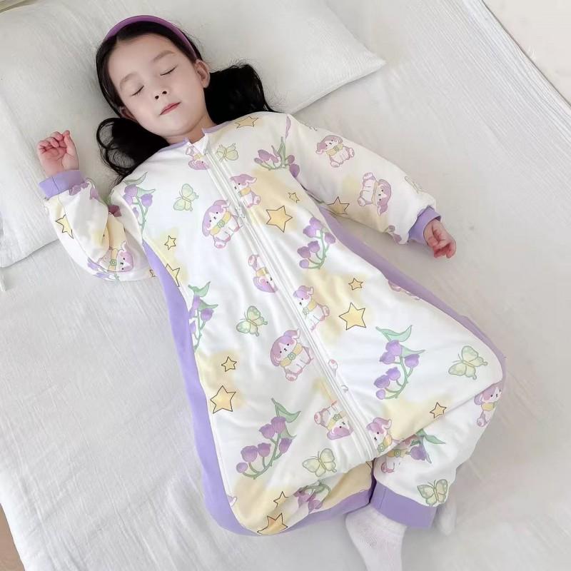 Cotton Warm Sleeping Bag Toddlers With Zipper Anti-Kick Design Cartoon Print A-Grade Safety