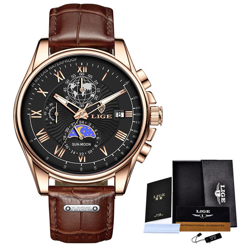Watch Men Top Brand Luxury Leather Men Watch Business Waterproof Sports Chronograph Quartz Wristwatches Montre Homme