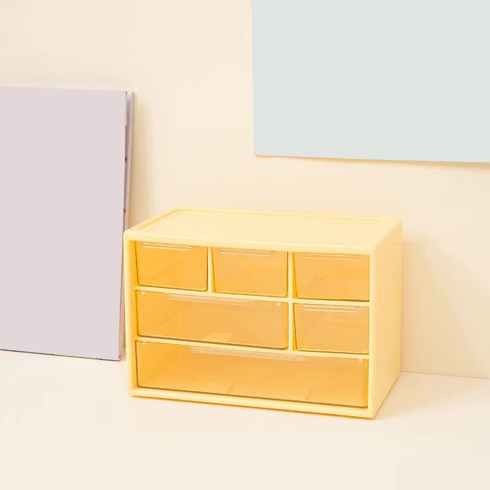 Настольный ящик для хранения Пластиковый Компактный Большой вместимости Настольный органайзер с выдвижными ящиками для туалетного столика Офис Школа Желтый жёлтый 1740₽