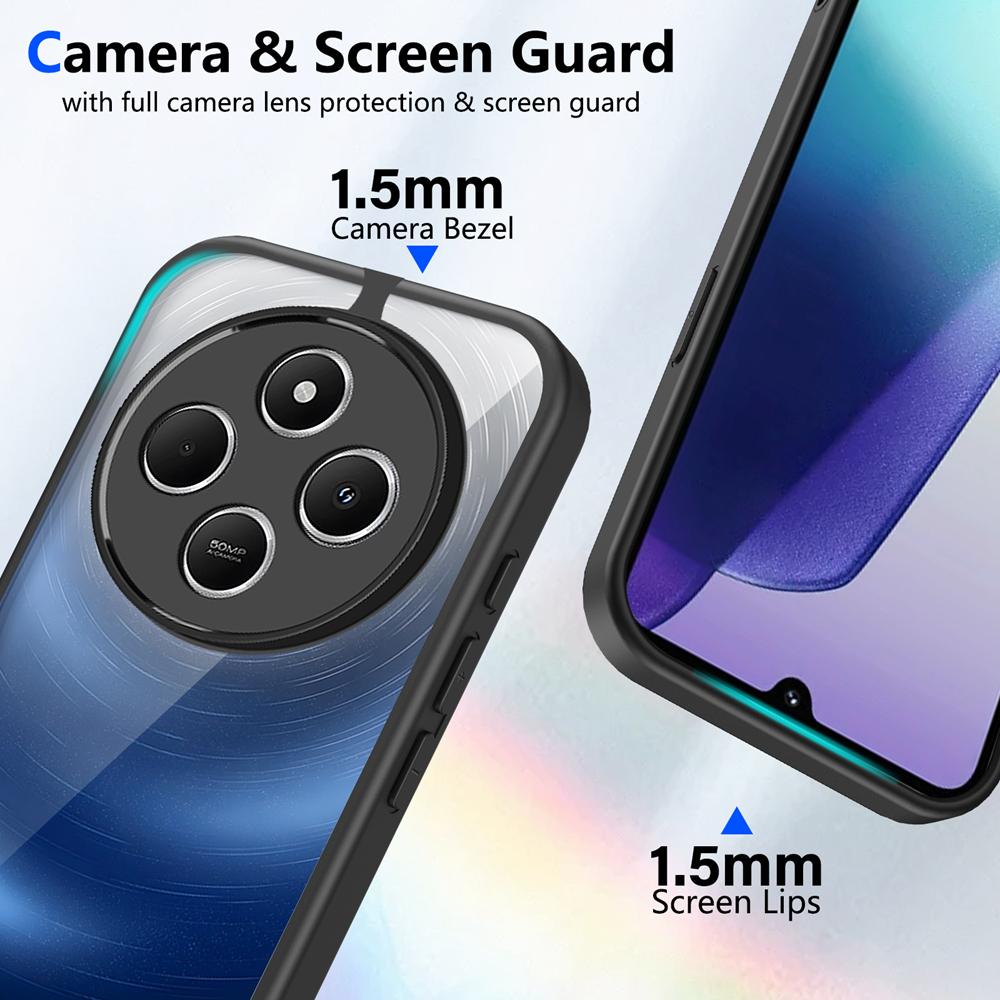 KEYSION Transparent Phone Case for Redmi 14C Soft Silicone+PC Clear Shockproof Phone Back Cover for Xiaomi POCO C75