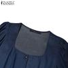ZANZEA Kvinner Casual Firkantet Hals Sommer Kortermet Elegant Bluse