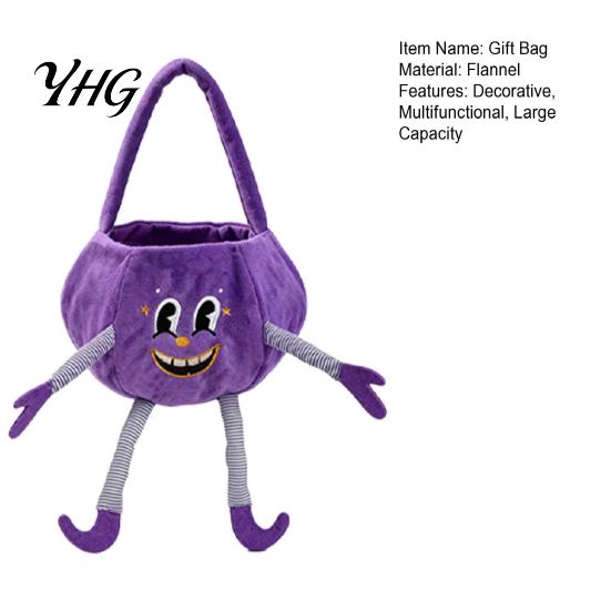Personalized Halloween Treat Pails Pumpkin Candy Basket with Handle, Soft Plush Trick or Bag for Kids, Collection Bags Portable Holiday Party