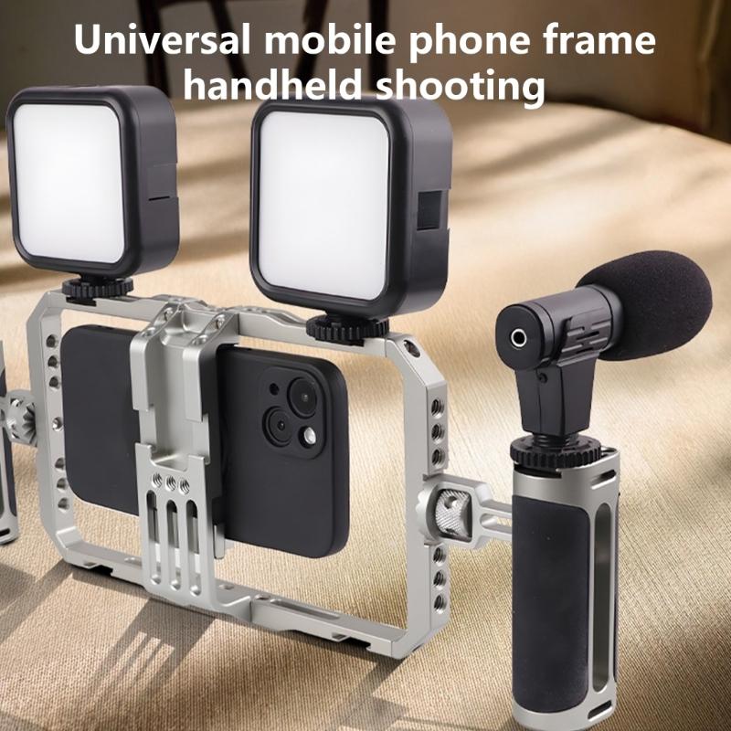 Aluminum Mobile Video Rig with Multiple Mounting Option & Ergonomic Handles Phone Stabilizers Cage set for Steady Shot