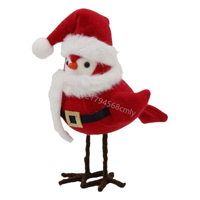 Christmas Decoration for Home Redness Simulated Birds Figurine Winter Birds Christmas Table Top Featherlys Friend 6XDE