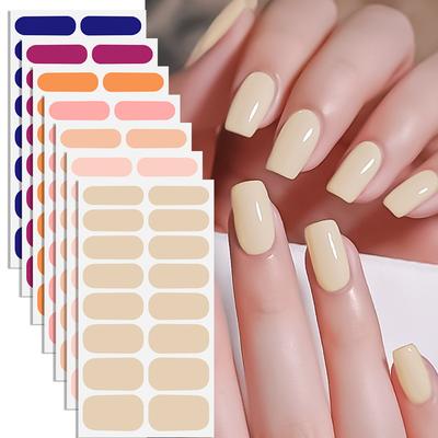 Nail Stickers With Glitter Long-Lasting UV Gel Nail Polish Wraps Full Cover Decals Patch