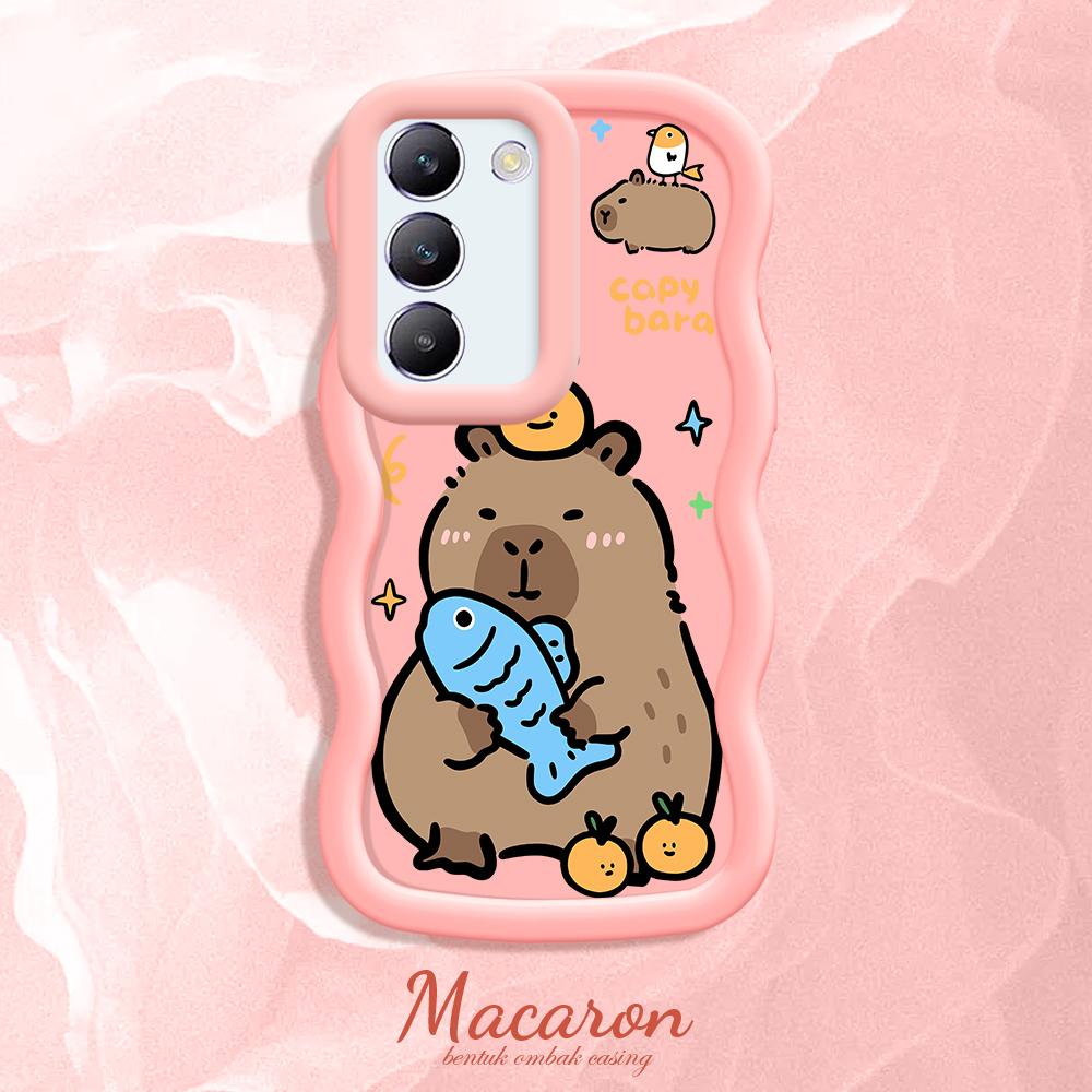 

Окрашенный узор Big Wave Edge Мягкий силиконовый материал Macaron чехол для телефона противоударный защитный резиновый чехол для OnePlus Vivo Motorola Moto Vivo Y22S розовый