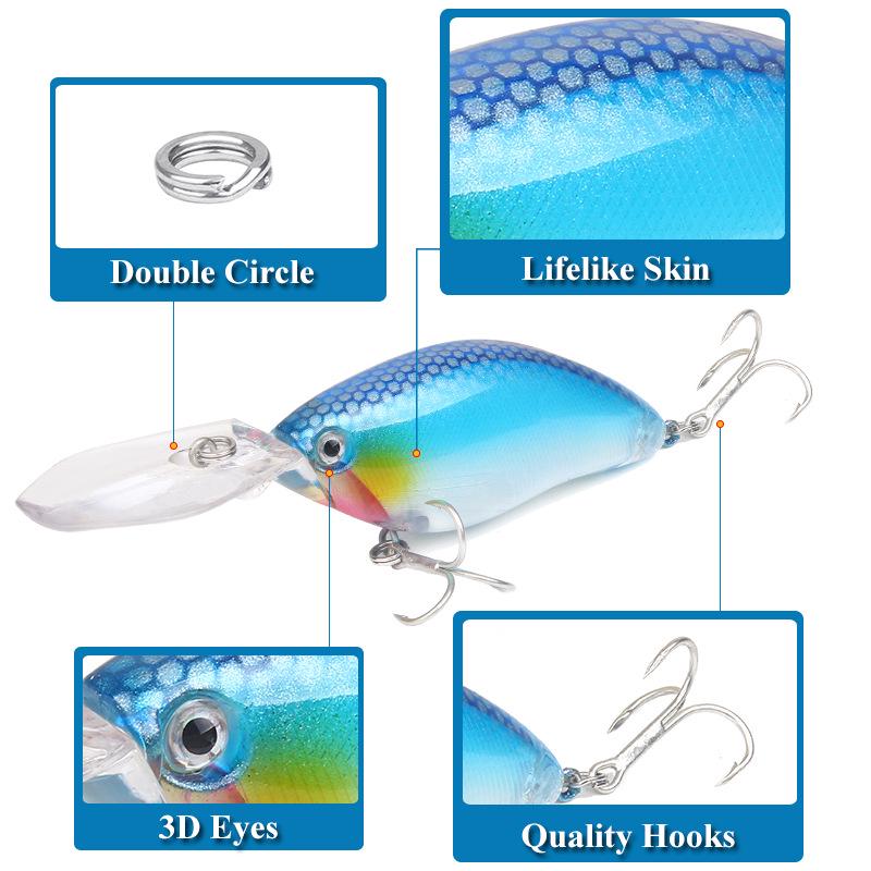 5PCS Rock Little Fat Fish Shiner Deep Dive Far Throw Fake Bait Sea Fresh Water Bait