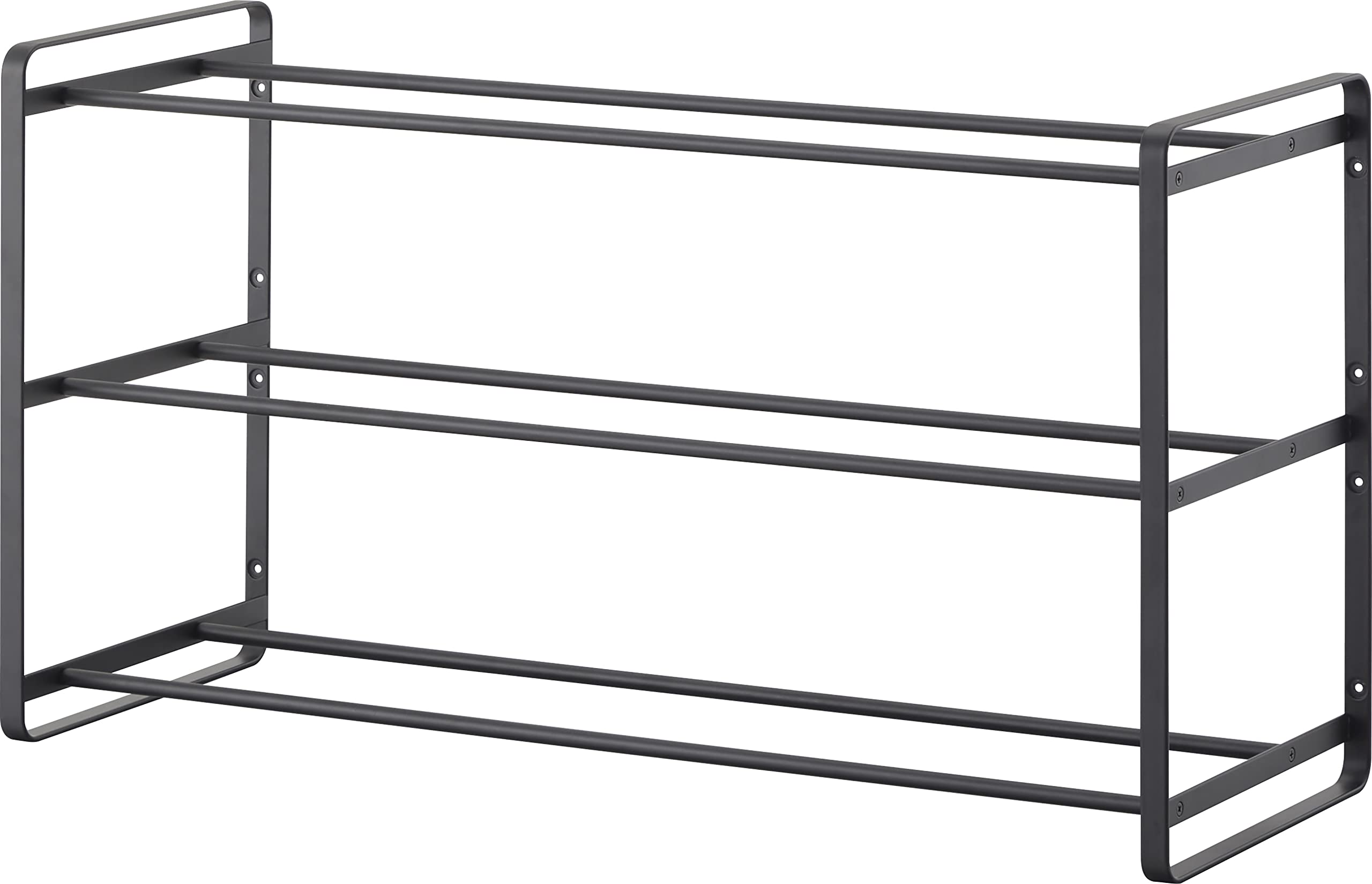 

Yamazaki Jitsugyo [Gypsum Board Tweezers and Wood Screws Included] Compatible with Gypsum Board Walls, Wall Shoe Rack, 3 Tiers, Black, Approximately
