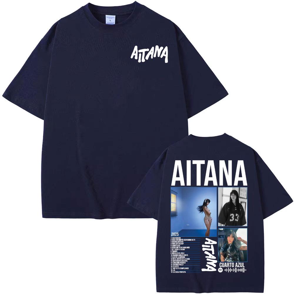 2026 Singer Aitana Cuarto Azul Tour Camisetas Gráficas Unisex Moda Femenina Estética Camiseta de Manga Corta Algodón Camiseta Casual