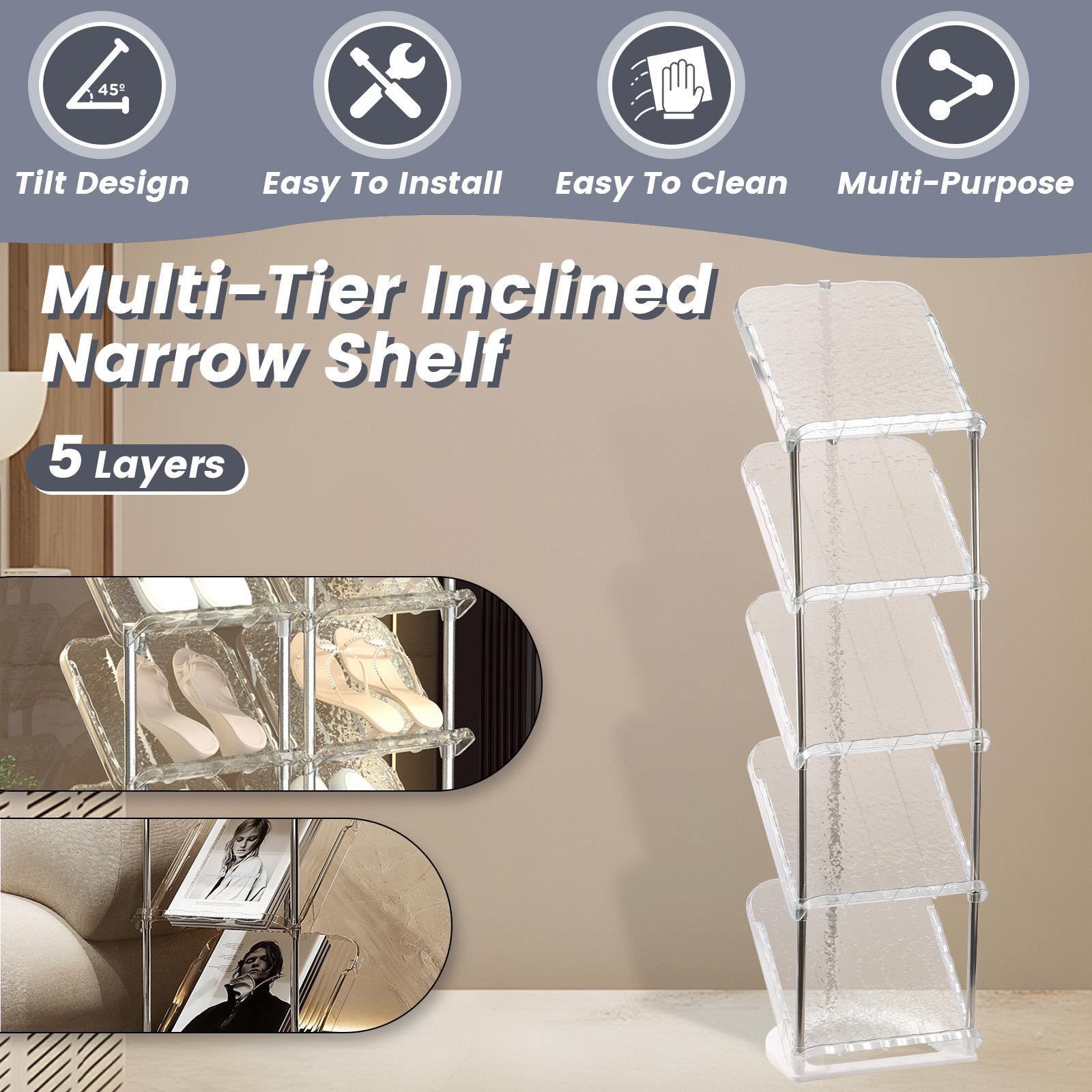45 Layers Shoe Rack Stackable Sloping Narrow Shoes Shelves Space Saving Vertical Shoe Holder for Home Clear Shoe Storage Stand 13734₽