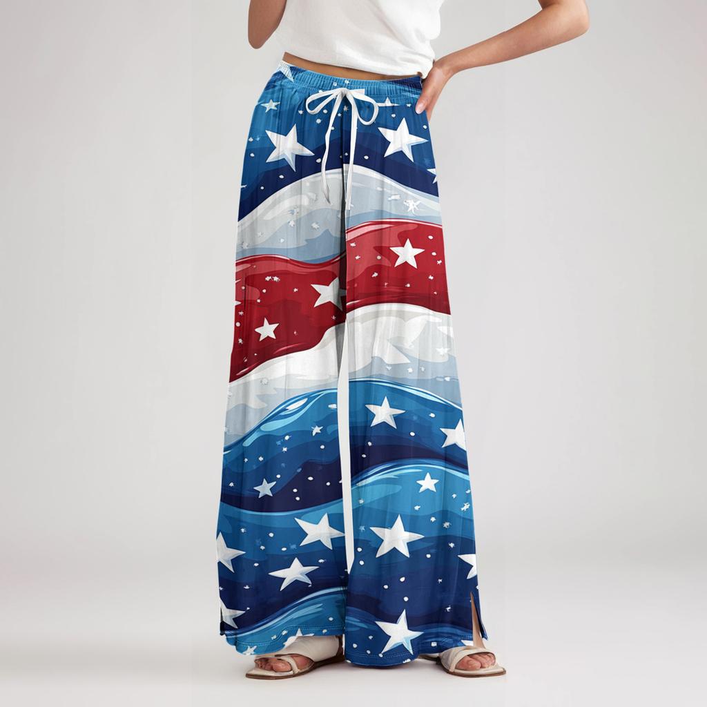 Womens Pants Wide Leg Drawstring High Waist Lounge Pants for Women with Casual Printed Design and Comfortable Fit