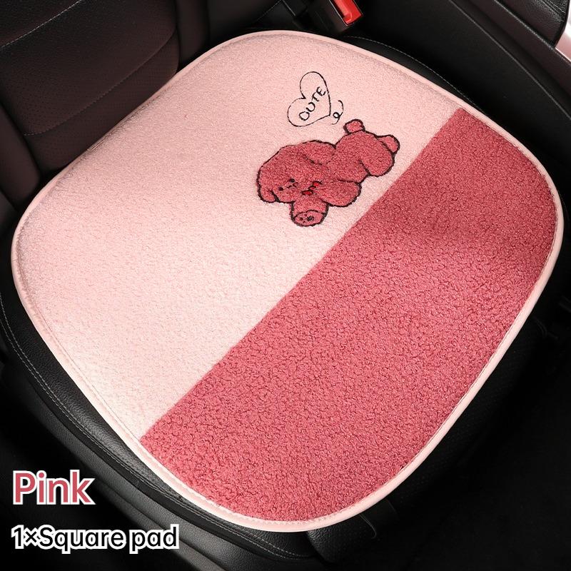 Funny Puppy Car Seat Cover 2025 New Autumn Fleece Fabric PU Leather Warm Comfortable Quick Installation Fits Most Cars