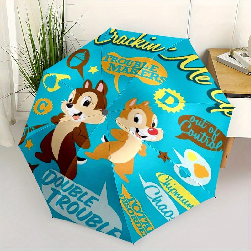 

Crackin Me Up Chip n Dale Trouble Makers Automatic Opening and Closing Umbrella, Lightweight 3-Fold, With Cute Cartoon Characters, Suitab