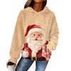 Sudadera con capucha de franela con estampado navideño de manga larga para mujer